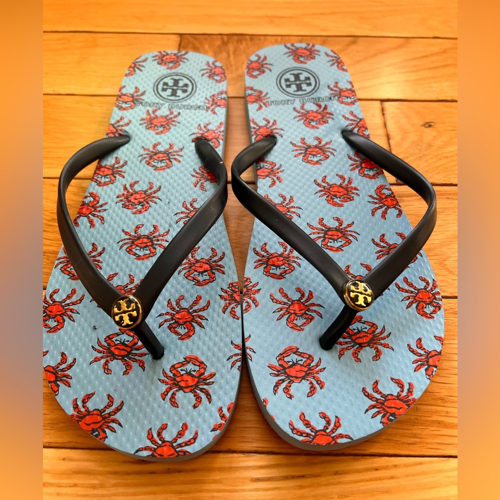 EUC Tory Burch crab flip flops
